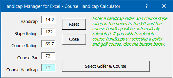 Course Handicap Calculator