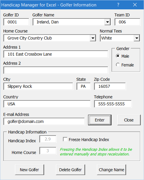 Golfer Information