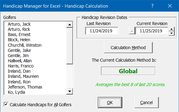 Calculate Handicaps