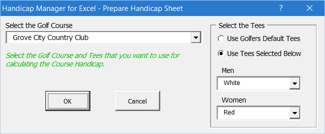 Prepare Handicap Sheet